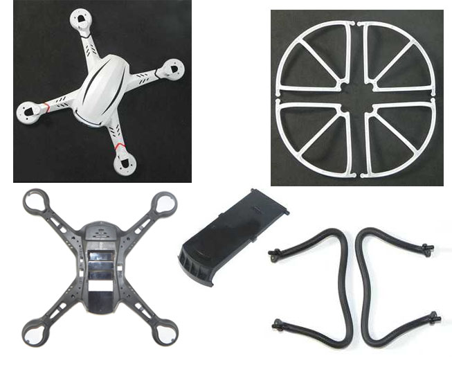 RCToy357.com - Holy Stone F181 F181C F181W RC Quadcopter Spare Parts: Upper cover (white)+Lower cover+Battery cover+Protection frame (white)+Undercarriage