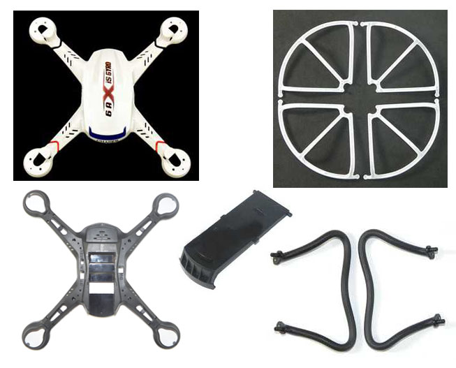 RCToy357.com - Holy Stone F181 F181C F181W RC Quadcopter Spare Parts: Upper cover (white)+Lower cover+Battery cover+Protection frame (white)+Undercarriage - Click Image to Close