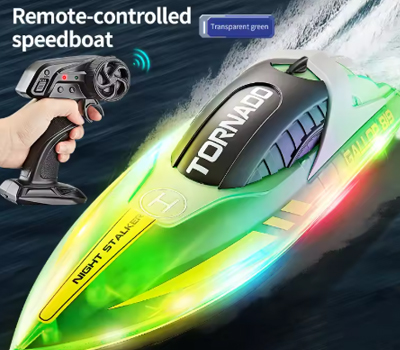 HONGXUNJIE HJ819 Remote Control Speedboat – Water Toy Boat with Lights for Kids, Birthday Gift for Boys (image for) HONGXUNJIE HJ819 Remote Control Speedboat – Water Toy Boat with Lights for Kids, Birthday Gift for Boys