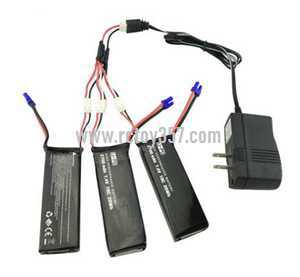 RCToy357.com - Hubsan H501A RC Drone spare parts 3pcs Battery 7.4V 2700mAh + 1 To 3 Charging Cable + Charger
