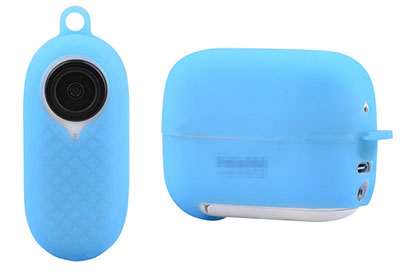 RCToy357.com - Blue silicone sleeve Battery compartment + Body cover + lanyard Insta360 GO 2 spare parts