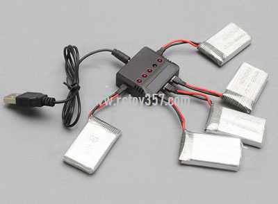 RCToy357.com - JJRC H43WH RC Quadcopter toy Parts 5PCS 3.7V 500MAH Lipo Battery + 5 in 1 Charger Charging Set