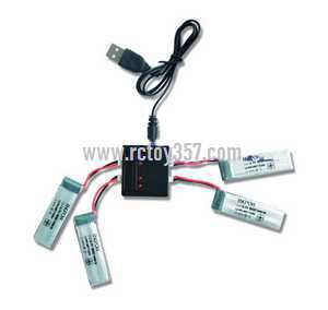 RCToy357.com - JJRC H37 RC Quadcopter toy Parts 3pac Battery 3.7V 500mAh + 1 to 4 charger