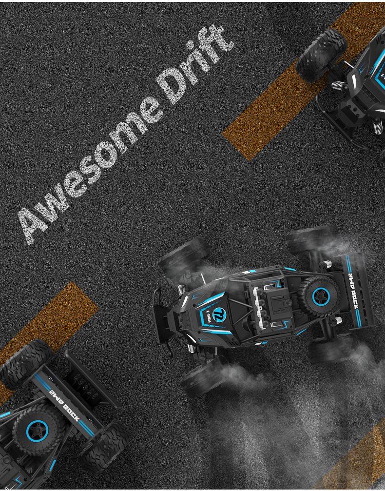 JJRC Q102 2.4Ghz 4WD RC Flat Racing Truck with Light 1:14 Remote Control Dirt Bike High Speed Off-road Car Kids RC Toy Boy Gift