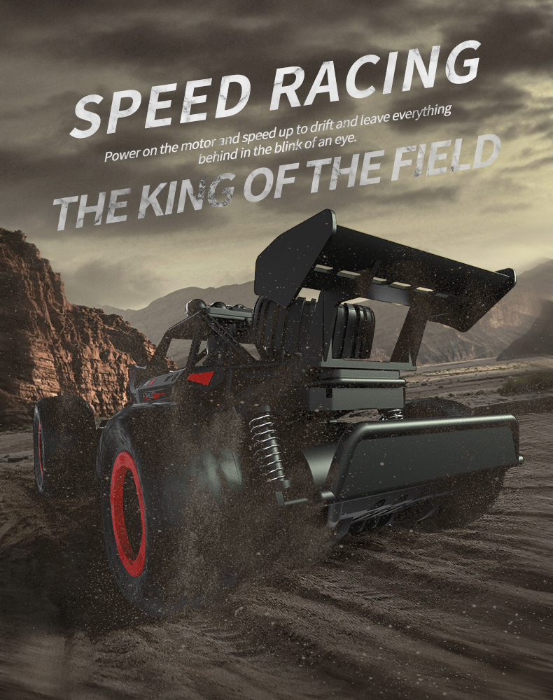 JJRC Q102 2.4Ghz 4WD RC Flat Racing Truck with Light 1:14 Remote Control Dirt Bike High Speed Off-road Car Kids RC Toy Boy Gift