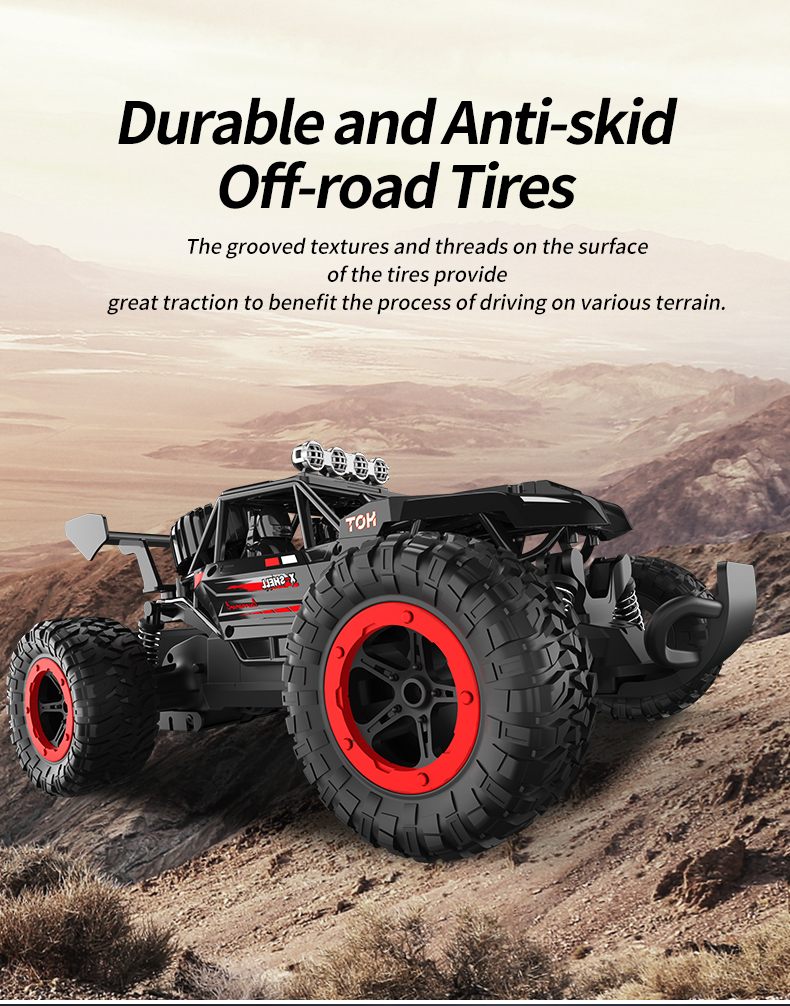 JJRC Q102 2.4Ghz 4WD RC Flat Racing Truck with Light 1:14 Remote Control Dirt Bike High Speed Off-road Car Kids RC Toy Boy Gift