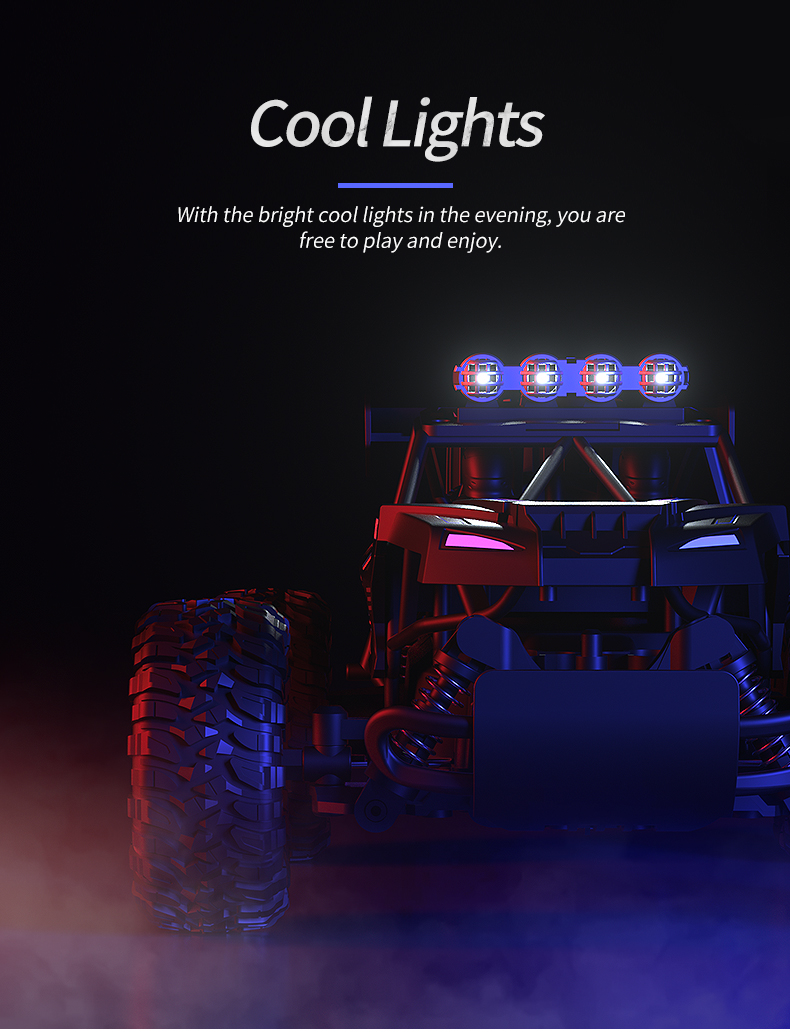 JJRC Q102 2.4Ghz 4WD RC Flat Racing Truck with Light 1:14 Remote Control Dirt Bike High Speed Off-road Car Kids RC Toy Boy Gift