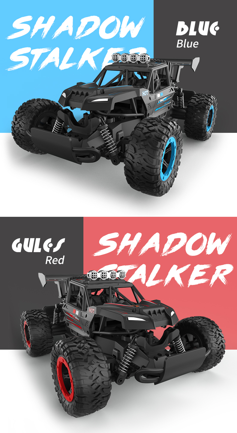 JJRC Q102 2.4Ghz 4WD RC Flat Racing Truck with Light 1:14 Remote Control Dirt Bike High Speed Off-road Car Kids RC Toy Boy Gift
