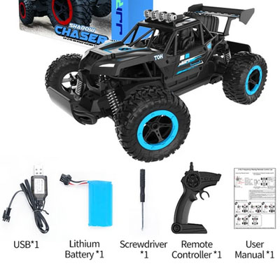 RCToy357.com - JJRC Q102 2.4Ghz 4WD RC Flat Racing Truck with Light 1:14 Remote Control Dirt Bike High Speed Off-road Car Kids RC Toy Boy Gift