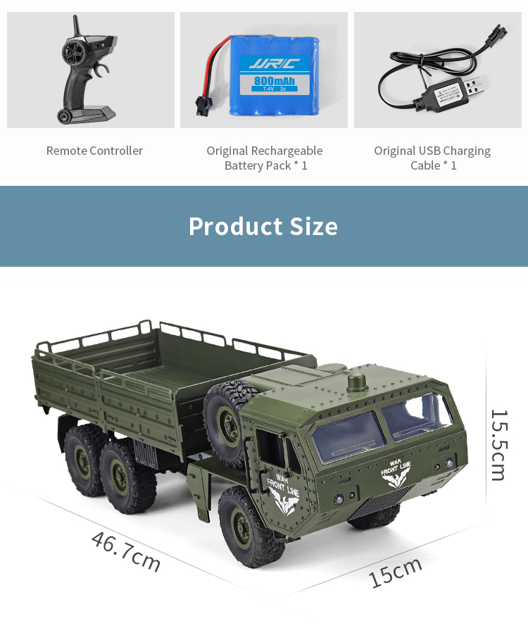 JJRC Q75 2.4G 6WD MILITARY TRUCK Military Truck Toys