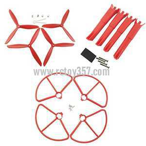 RCToy357.com - JJRC X8 Brushless Drone toy Parts Upgrade Blades set + Outer frame + Landing gear [Red]