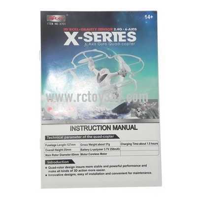 RCToy357.com - MJX X701 6-AXIS GYRO Quadcopter toy Parts Manual book