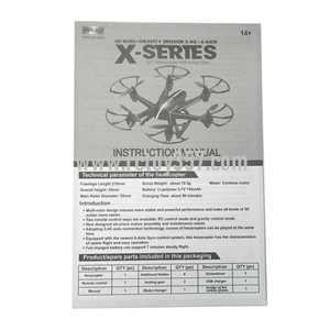 (image for) MJX X800 2.4G Remote Control Hexacopter 6 Axis Gyro 3D Roll Stumbling UFO toy Parts Manual book