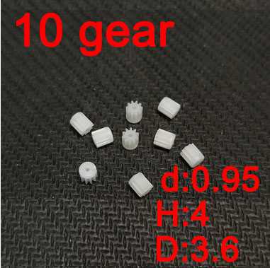(image for) 10 teeth motor gear(d:0.95 H:4 D:3.6 ) 4pcs (plastic) for rc airplane helicopter Drone Quadcopter