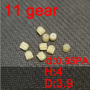 (image for) 11 teeth motor gear(d:0.95PA H:4 D:3.9 ) 4pcs (plastic) for rc airplane helicopter Drone Quadcopter