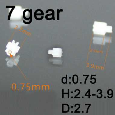 RCToy357.com - 7 teeth motor gear(d:0.75 H:2.4-3.9 D:2.7 ) 4pcs (plastic) for rc airplane helicopter Drone Quadcopter