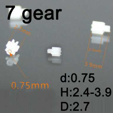 (image for) 7 teeth motor gear(d:0.75 H:2.4-3.9 D:2.7 ) 4pcs (plastic) for rc airplane helicopter Drone Quadcopter