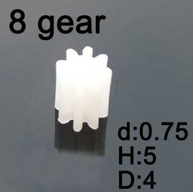 (image for) 8 teeth motor gear(d:0.75 H:5 D:4 ) 4pcs (plastic) for rc airplane helicopter Drone Quadcopter