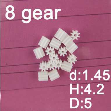 RCToy357.com - 8 teeth motor gear(d:1.45 H:4.2 D:5 ) 4pcs (plastic) for rc airplane helicopter Drone Quadcopter - Click Image to Close