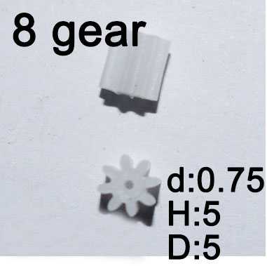 (image for) 8 teeth motor gear(d:0.75 H:5 D:5 ) 4pcs (plastic) for rc airplane helicopter Drone Quadcopter