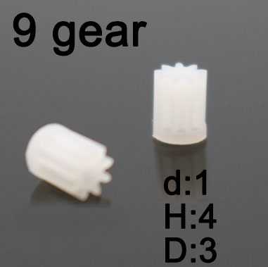 RCToy357.com - 9 teeth motor gear(d:1 H:4 D:3 ) 4pcs (plastic) for rc airplane helicopter Drone Quadcopter - Click Image to Close