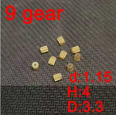 (image for) 9 teeth motor gear(d:1.15 H:4 D:3.3 ) 4pcs (plastic) for rc airplane helicopter Drone Quadcopter