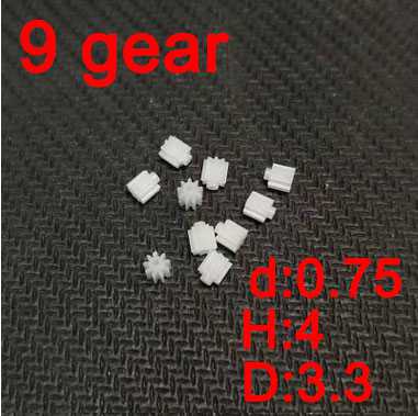 (image for) 9 teeth motor gear(d:0.75 H:4 D:3.3 ) 4pcs (plastic) for rc airplane helicopter Drone Quadcopter