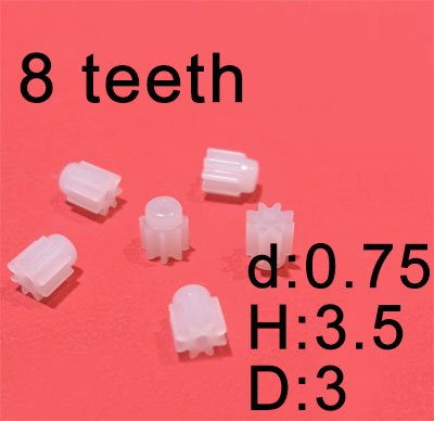 RCToy357.com - 8 teeth motor gear(d:0.75 H:3.5 D:3 ) 4pcs (plastic) for rc airplane helicopter Drone Quadcopter