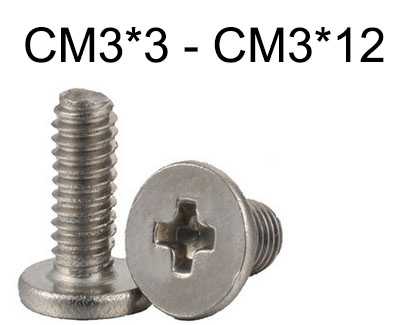 RCToy357.com - CM Cross Flat Head Screw CM3*3 - CM3*12