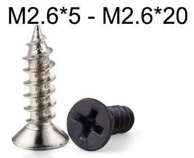 RCToy357.com - KA countersunk head Sharp tail Self-tapping screws M2.6*5 - M2.6*20 - Click Image to Close