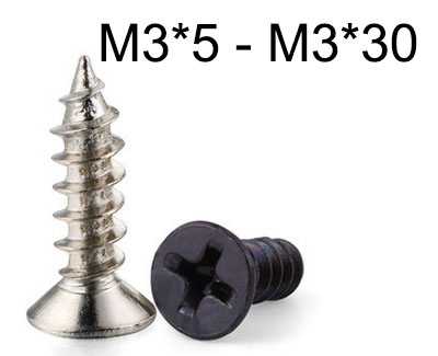 RCToy357.com - KA countersunk head Sharp tail Self-tapping screws M3*5 - M3*30