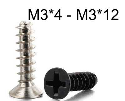 RCToy357.com - KB flat head Flat tail self-tapping screws M3*4 - M3*12
