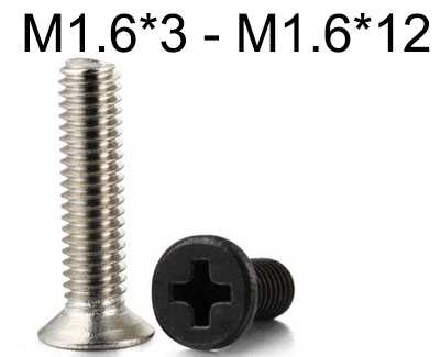 RCToy357.com - KM countersunk head machine screws M1.6*3 - M1.6*12