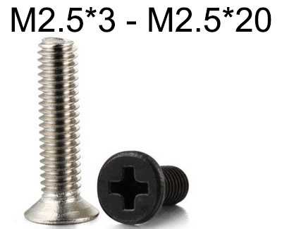 RCToy357.com - KM countersunk head machine screws M2.5*3 - M2.5*20
