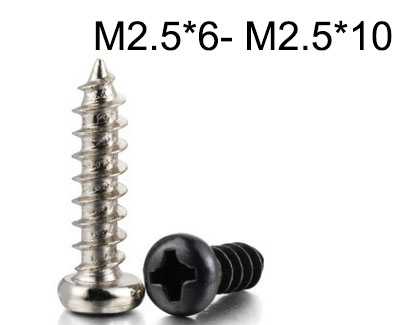 RCToy357.com - PA round head self-tapping Pointed screw M2.5*6- M2.5*10