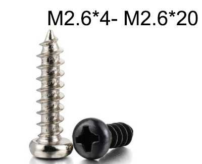 RCToy357.com - PA round head self-tapping Pointed screw M2.6*4- M2.6*20