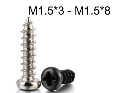 RCToy357.com - PA round head self-tapping Pointed screw M1.5*3 - M1.5*8