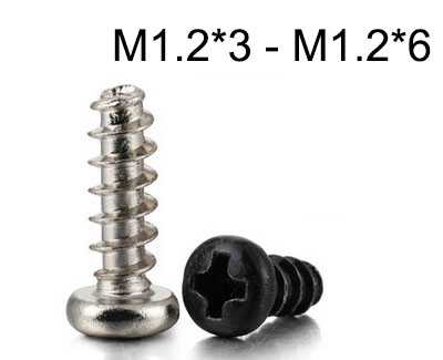RCToy357.com - PB round head flat tail self-tapping screws M1.2*3 - M1.2*6