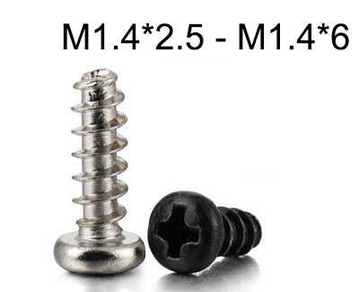 RCToy357.com - PB round head flat tail self-tapping screws M1.4*2.5 - M1.4*6