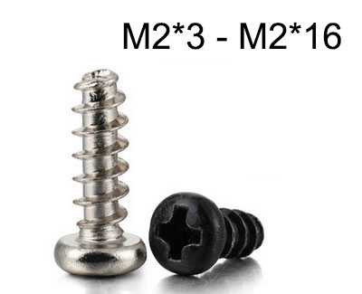 RCToy357.com - PB round head flat tail self-tapping screws M2*3 - M2*16
