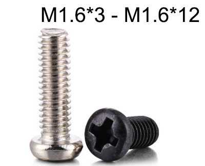 RCToy357.com - PM Round head machine screw M1.6*3 - M1.6*12