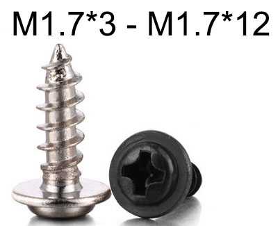 RCToy357.com - PWA round head with pad Sharp tail Self-tapping screws M1.7*3 - M1.7*12