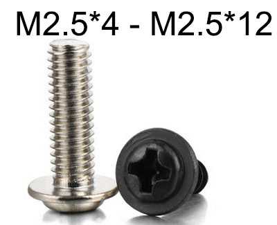 RCToy357.com - PWM round head machine screws with pad M2.5*4 - M2.5*12