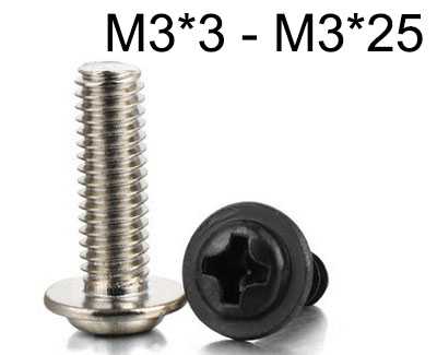 RCToy357.com - PWM round head machine screws with pad M3*3 - M3*25