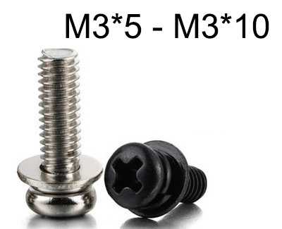Round head three combination screws M3*5 - M3*10 (image for) Round head three combination screws M3*5 - M3*10