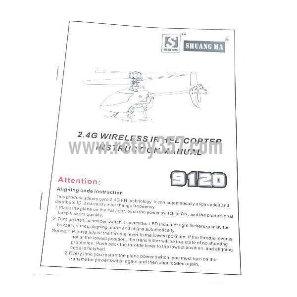 RCToy357.com - Shuang Ma 9120 toy Parts English manual book