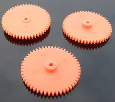 RCToy357.com - Soft orange-red gear Soft single-layer gear 48/50/56 teeth large tooth plate Easy to install Color plastic gear（4pcs） - Click Image to Close