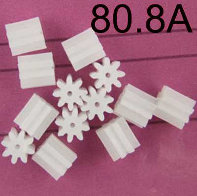 RCToy357.com - Spindle straight tooth gear 80.8A 0.5 modulus 8 teeth 0.75MM hole inner diameter Hollow cup motor gear Toy parts 4pcs - Click Image to Close
