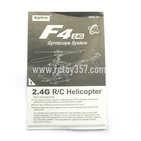 RCToy357.com - SYMA F4 toy Parts English manual [Dropdown]