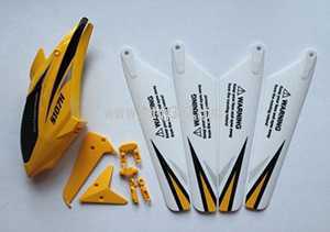 RCToy357.com - SYMA S107H RC Helicopter toy Parts Head cover + main blade + tail decoration [Yellow]